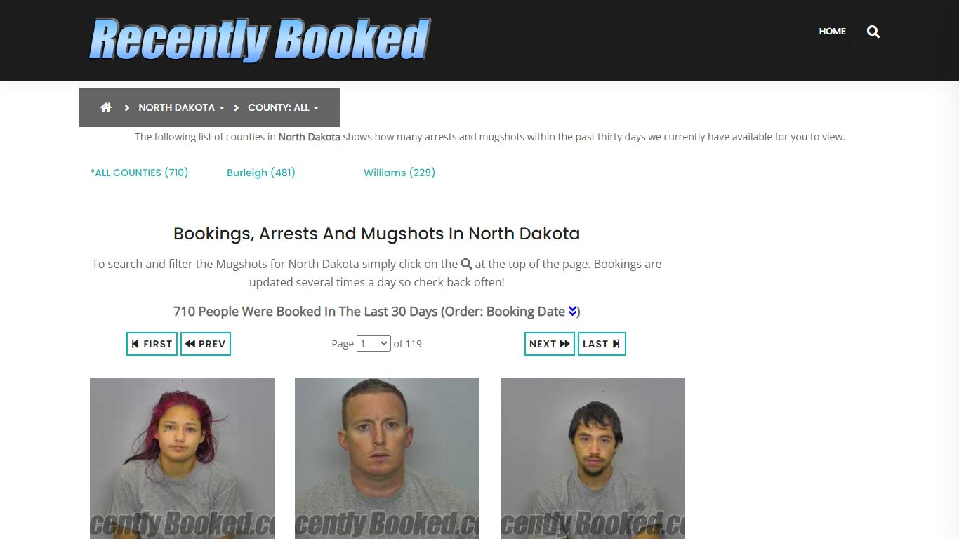 Recent bookings, Arrests, Mugshots in North Dakota - Recently Booked